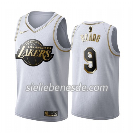Herren NBA Los Angeles Lakers Trikot Rajon Rondo 9 Nike 2019-2020 Weiß Golden Edition Swingman